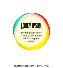 Isolated abstract bright colorful round shape logo on the white background. Advertising banner logotype. Unusual informative sticker. Web templates sign. Vector illustration.
