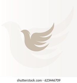 Isolated abstract bronze color birds silhouettes logo on white background, wings and feathers elements logotype set vector illustration.