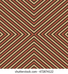 Isolated abstract brown color diagonal lines background. Striped backdrop. Arrows shape pattern. Seamless texture. Vintage wallpaper. Decorative fabric design. Vector illustration.
