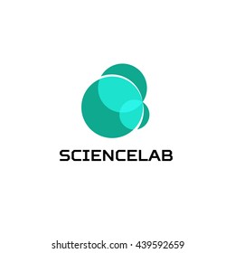 Isolated abstract bubbles vector logo. Blue color round shape unusual logotype. Translucent overlays water illustration.