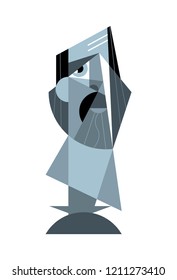 Isolated abstract bust of a historical person on a white background