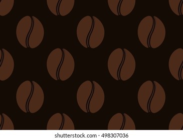 Isolated abstract coffee beans seamless texture. Morning drink background. Cafe wallpaper interior design. Vector coffee illustration. Energetic beverage backdrop. Latte, espresso,americano sign