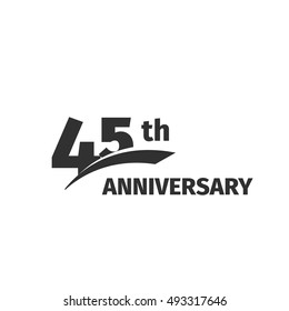Isolated abstract color 45th anniversary logo on white background. 45 number logotype. Forty-five years jubilee celebration icon. Forty-fifth birthday greeting emblem. Vector anniversary illustration.