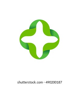 Isolated abstract colorful cross vector logo. Outlined plus and multiplication sign. Medical icon. Arithmetic logotype. Vector cross illustration.