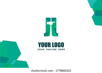 Plantilla De Logotipo De Monograma Colorido De Resumen Aislado. Ilustración de martillo y concepto de diseño alfabético