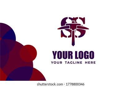Isolated Abstract Colorful Monogram Logo Template. In Hammer Illustration and Alphabet Design Concept