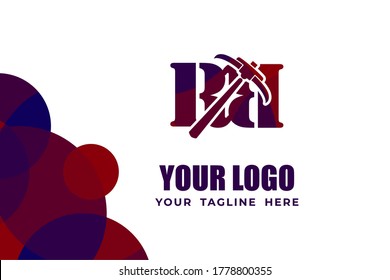 Isolated Abstract Colorful Monogram Logo Template. In Hammer Illustration and Alphabet Design Concept