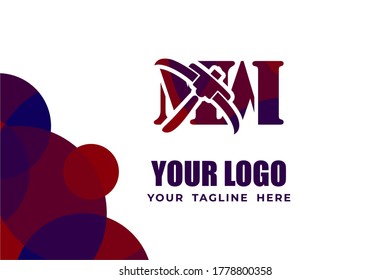 Isolated Abstract Colorful Monogram Logo Template. In Hammer Illustration and Alphabet Design Concept