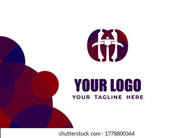 Isolated Abstract Colorful Monogram Logo Template. In Hammer Illustration and Alphabet Design Concept