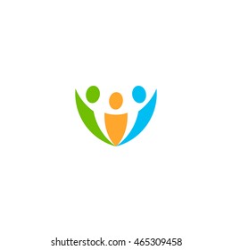 Isolated abstract colorful people vector logo. Human silhouette logotype. Minimalistic illustration. Community sign. Teamwork activity icon. Unity symbol. Social network element.
