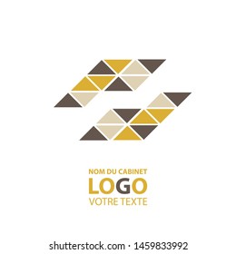 Isolated abstract colorful rhombus shape mosaic vector logo. Unusual geometric sign. Bright puzzle squares.