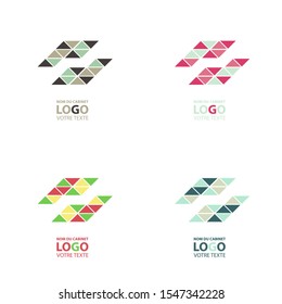 Isolated abstract colorful rhombus shape mosaic vector logo. Unusual geometric sign. Bright puzzle squares.
