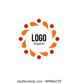 Isolated abstract colorful round shape red and orange color logo. Spining spiral logotype. Autumn leaves circle icon. Floral decoration sign. Unusual frame symbol. Vector spining spiral illustration