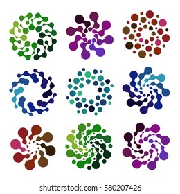 Isolated abstract colorful round shape logos set,decorative elements on white background vector illustration