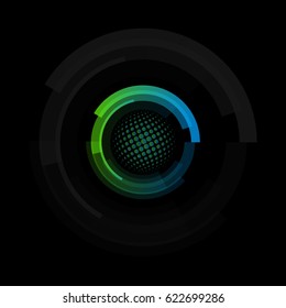 Logo de forma redonda abstracta aislada, logotipos de marcos circulares, iconos de pelotas de golf en la ilustración vectorial de fondo blanco.