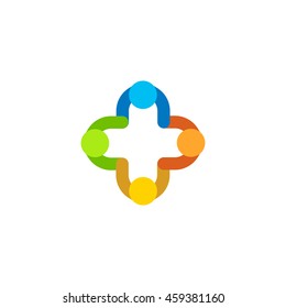 Isolated abstract colorful vector logo. Medical cross illustration. Hospital and ambulance logotype. Plus sign.