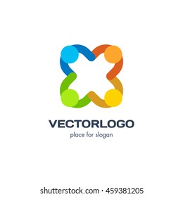 Isolated abstract colorful vector logo. Decorative element logotype. Multiplication sign.