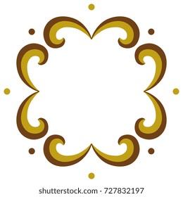 Isolated abstract decorative element. Symmetrical vector frame or decor. Round floral vignette. 