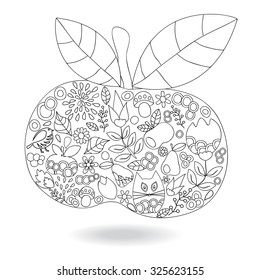 isolated abstract doodle apple. vector illustration. autumn background