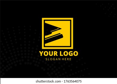 Isolated abstract education Logogram for your school, education, study group, business, and many more. in orange color with graduation hat and diploma vector.