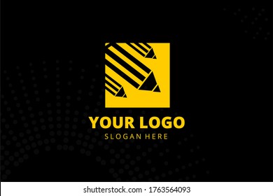 Isolated abstract education Logogram for your school, education, study group, business, and many more. in black and orange color with three pencil concept design