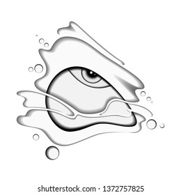 Isolated abstract eye on white background. Artwork for posters, decoration, packaging tattoo, and print. Vector illustration