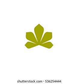 Isolated abstract flat logo green color chestnut leaf n white background vector illustration.