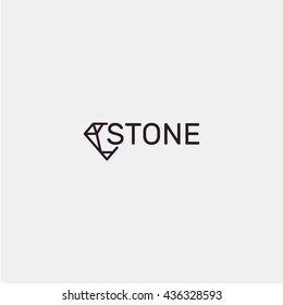 Isolated abstract gemstone black vector logo. Jewel logotype. Faceted precious stone illustration.
