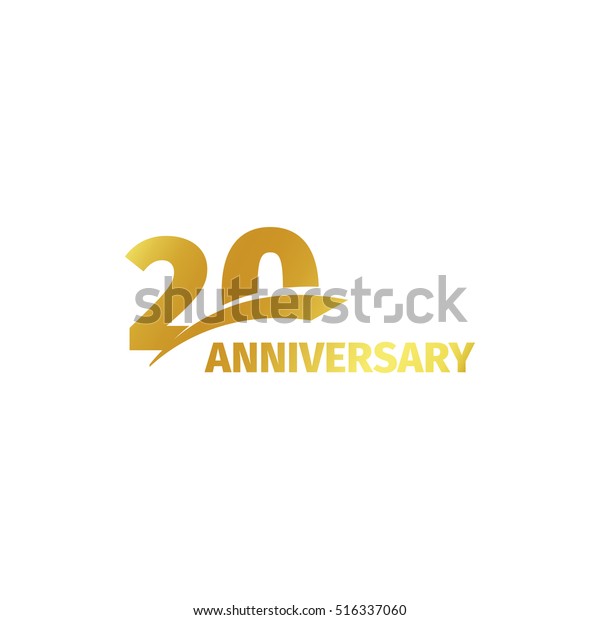白い背景に抽象的な金色の20周年記念のロゴ 20桁の数字のロゴ 20歳の