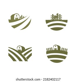 Isolated abstract green color round shape sunny meadow logo, agricultural logotype vector illustration