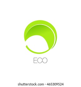 Isolated abstract green color vector logotype. Round shape logo. Minimalistic leaf icon. Natural element.
