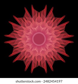 Isolated abstract guilloche flower. Isolated fantastic flower. Mandala. Fluorescent flower. Neon sign. Shimmering neon. Vector Mandala isolated. Vector illustration.
