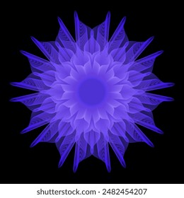 Isolated abstract guilloche flower. Isolated fantastic flower. Mandala. Fluorescent flower. Neon sign. Shimmering neon. Vector Mandala isolated. Vector illustration.