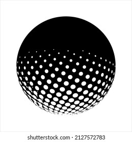 Isolated abstract halftone circle and globe dotted sphere and 3d halftone effect vector for geometric background and logo and icon