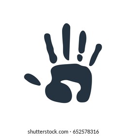 isolated abstract handprint icon, on white background