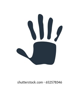 isolated abstract handprint icon, on white background