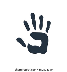 isolated abstract handprint icon, on white background