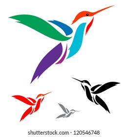 Isolated Abstract Humming Bird In White Background