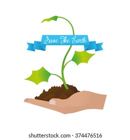 Isolated abstract illustration with text and natural elements for earth day