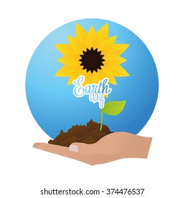 Isolated abstract illustration with text and natural elements for earth day