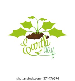 Isolated abstract illustration with text and natural elements for earth day
