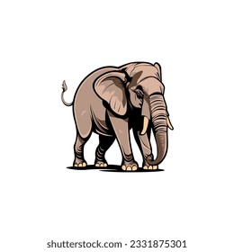 Isolated abstract image of a young elephant in a minimalistic style, which can also be used either as a logo or as a mascot of a sports team