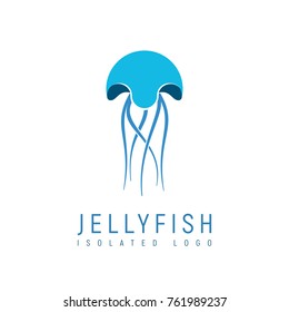 Isolated abstract jellyfish on white background. Meduse logo sign of fishing trade. Future food