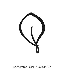 Isolated abstract leaf. Icon, symbol, sign, logo drawn by hand. Vector illustration.