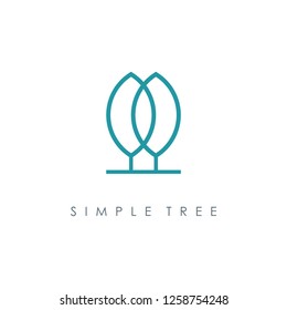 Isolated abstract leaves linear vector logo. Unusual trees illustration. Natural elements sign. Organic products symbol. - Vector
