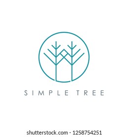 Isolated abstract leaves linear vector logo. Unusual trees illustration. Natural elements sign. Organic products symbol. - Vector