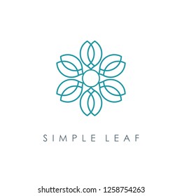 Isolated abstract leaves linear vector logo. Unusual trees illustration. Natural elements sign. Organic products symbol. - Vector