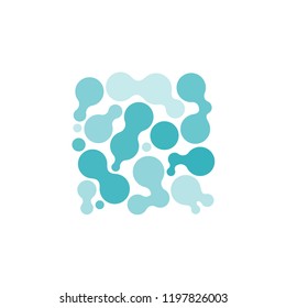 Isolated Abstract Liquid Blobs Composition, Organic Pattern, Logo Symbol, Chemical Bubble Cellular Microscopic Oil Algae Pockets Molecular Science Laboratory Class School, Turquoise Cyan Fluorescent