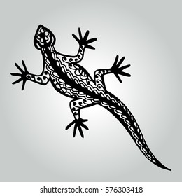 Isolated abstract lizard with patterns. Wildlife decorative collection. Vector illustration