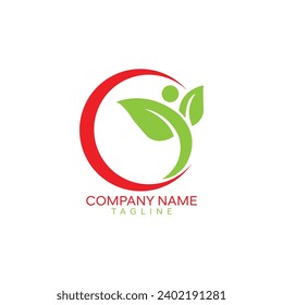 Isolated abstract man figure with plant leaves hands logo. Agricultural sign. Harvest symbol. Athletic human body logotype. Fitness nutrition icon Nat